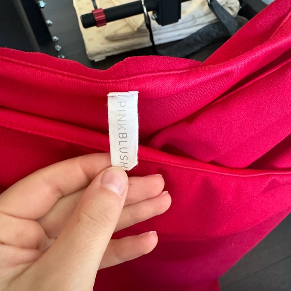 PinkBlush Red Solid Off Shoulder Maternity Fitted Dress size small - Picture 5 of 5